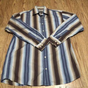 angelo litrico mens button up shirt striped collar size small lenght 37/38